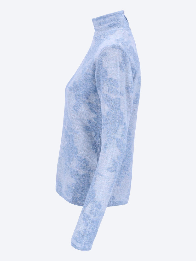 Sheer flower jacquard mockneck knitwear 2
