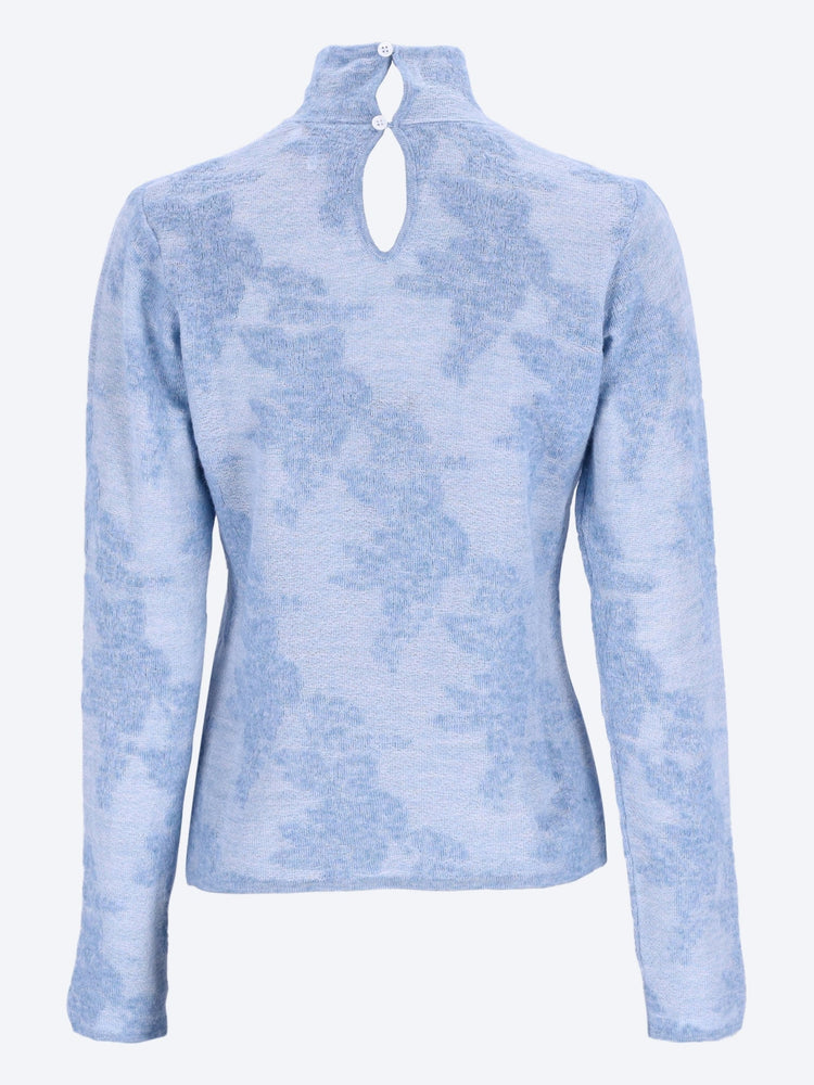 Sheer flower jacquard mockneck knitwear 3