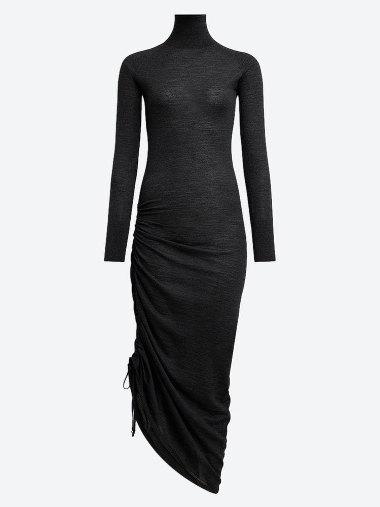 Sheer wool knit draped dress 1