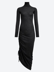 Sheer wool knit draped dress ref: