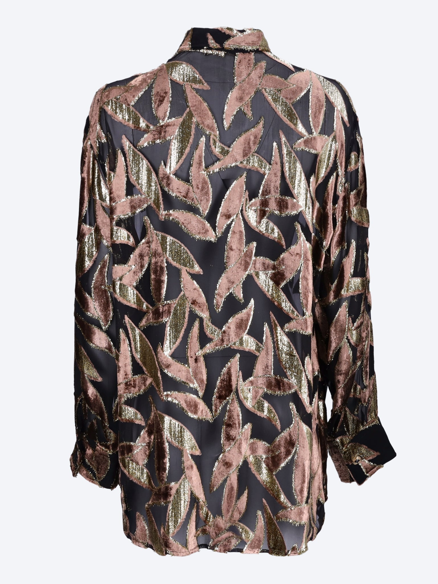 Silk print long sleeve shirt 3