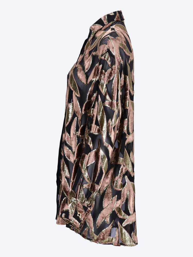 Silk print long sleeve shirt 2