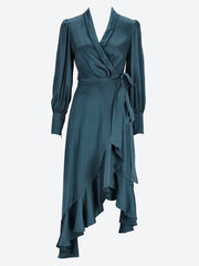 Silk wrap midi dress ref: