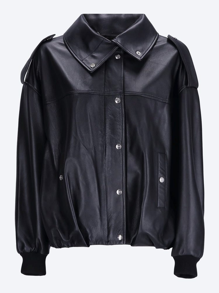 Smooth leather bomber jacket 1