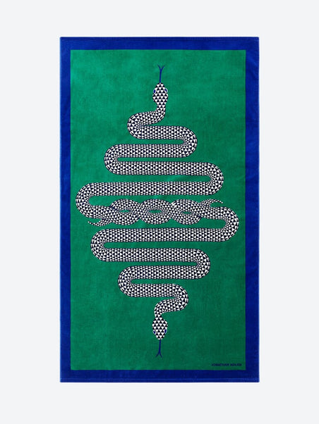 Snake printed beach towel green