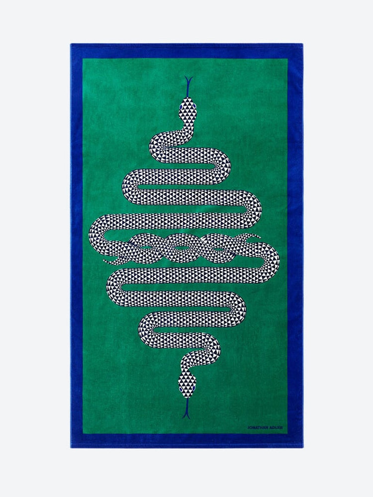 Snake printed beach towel green 1