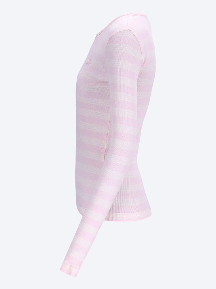 Soft cotton stripe rib long sleeve t-shirt 2