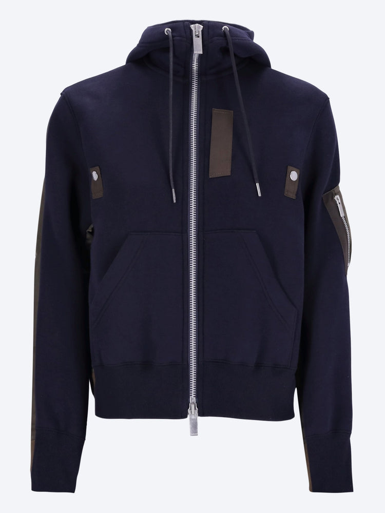 SACAI WOMEN-CLOTHING HOODIES Sponge sweat x nylon twill hoodie