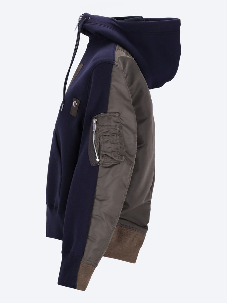 SACAI WOMEN-CLOTHING HOODIES Sponge sweat x nylon twill hoodie