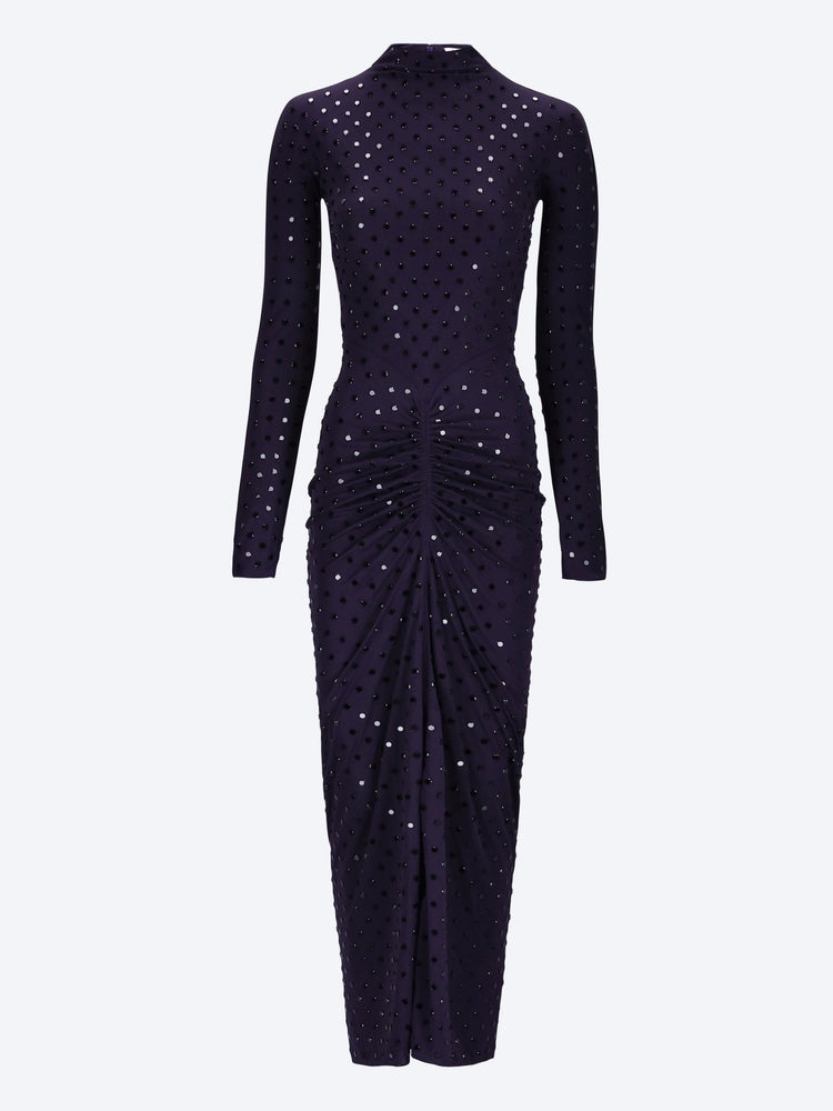 Strass jersey draped dress 1