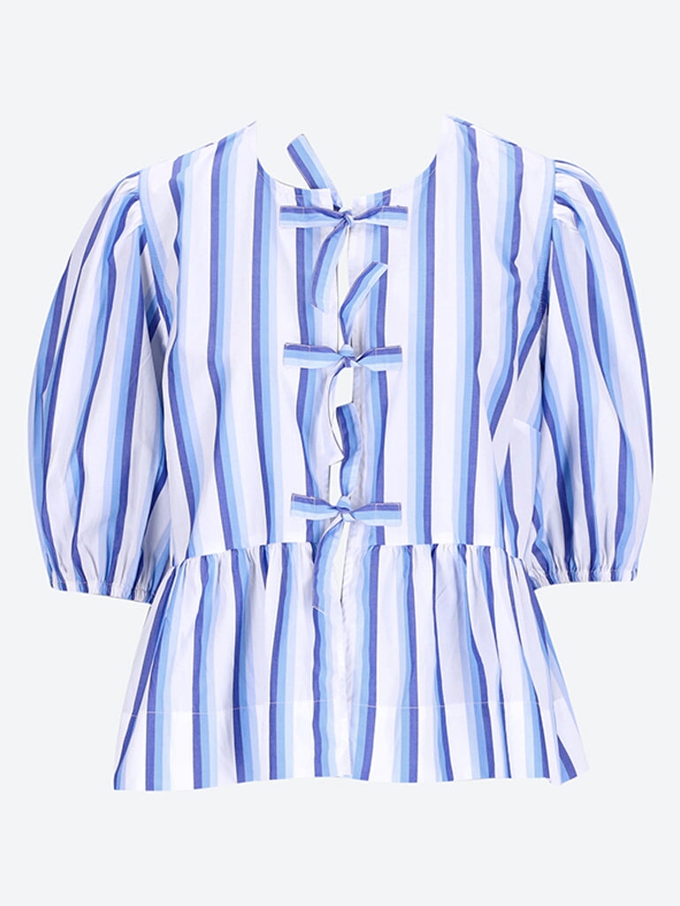 Stripe peplum puff sleeve blouse 1