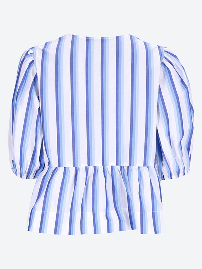 Stripe peplum puff sleeve blouse 2