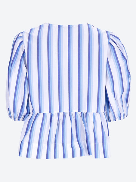 Stripe peplum puff sleeve blouse