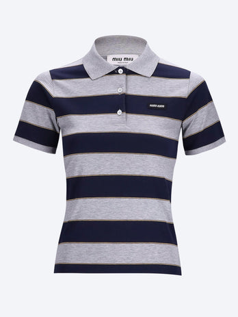 Striped jersey polo shirt