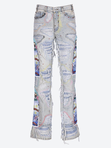 Stud distressed jeans