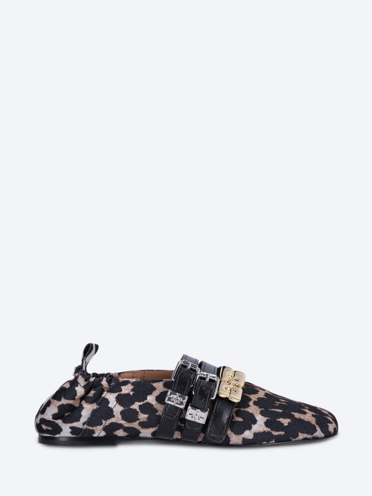 Sue triple flocked denim printed ballerinas 1