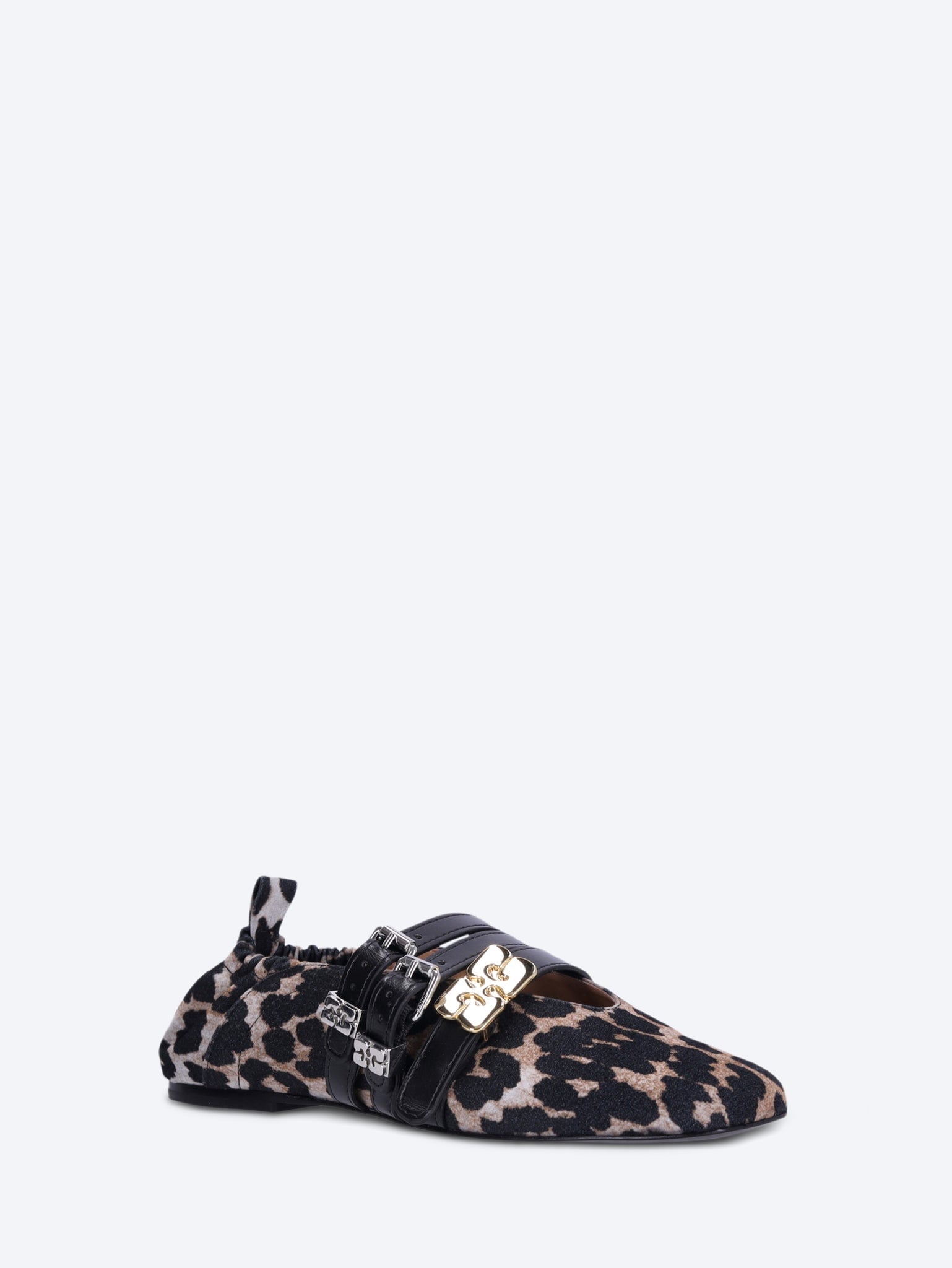 Sue triple flocked denim printed ballerinas 2