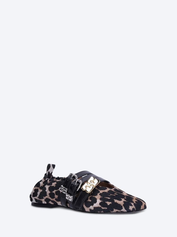 Sue triple flocked denim printed ballerinas 2