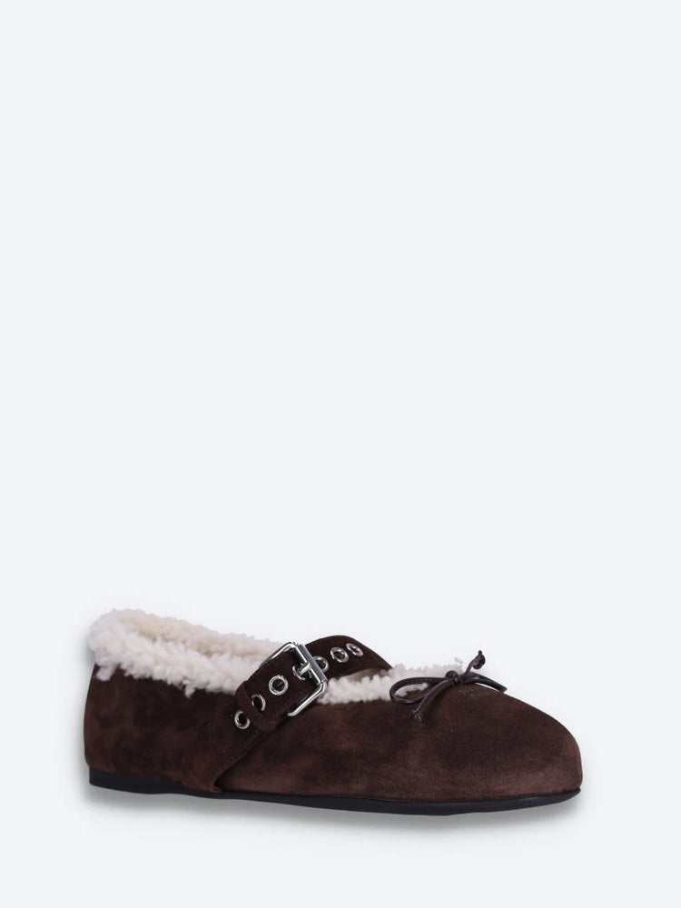 Ballerinas aus Wildleder und Shearling 2