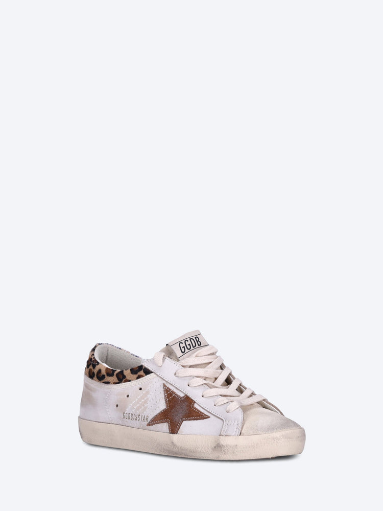 Super star leather horsy leo printed collar suede star sneakers 2