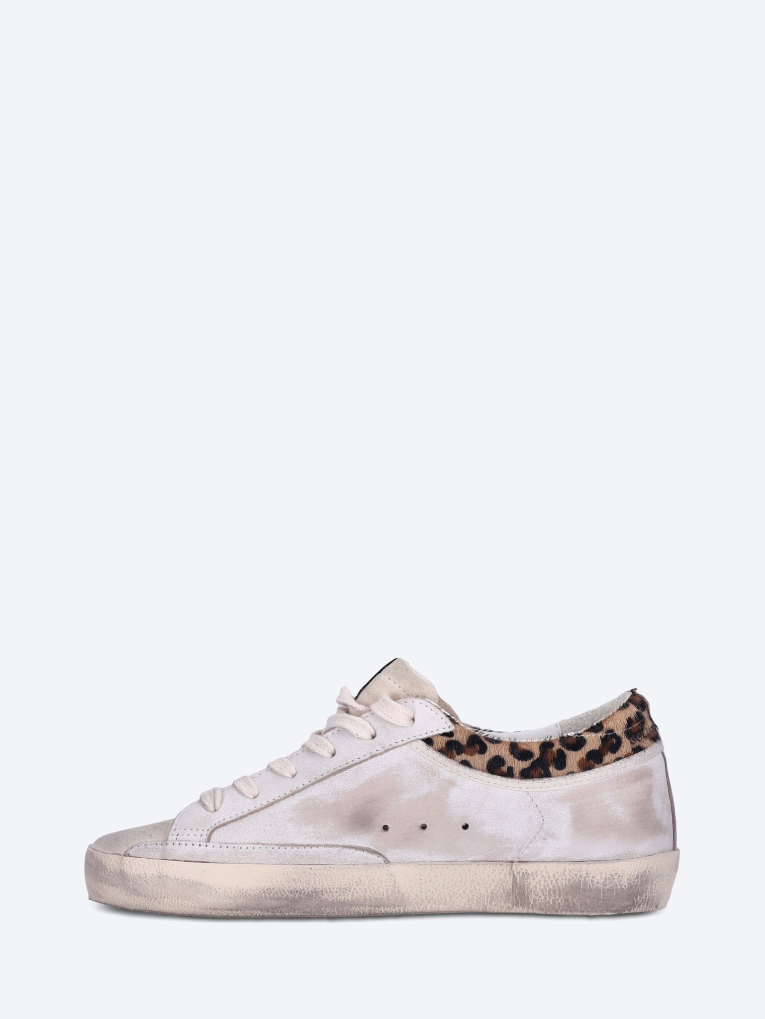 Super star leather horsy leo printed collar suede star sneakers 4