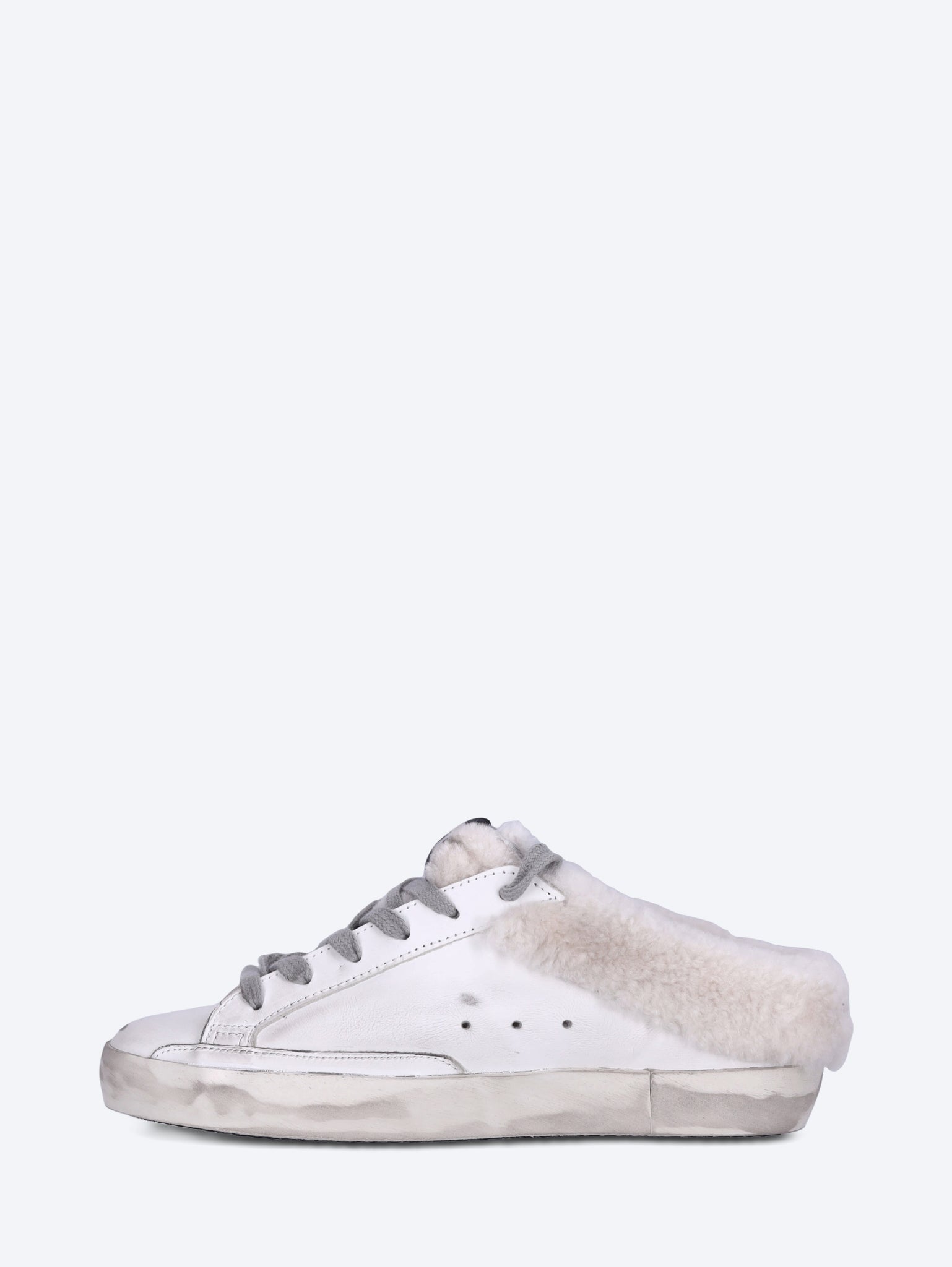Super star sabot leather upper glitter star shearling sneakers 4