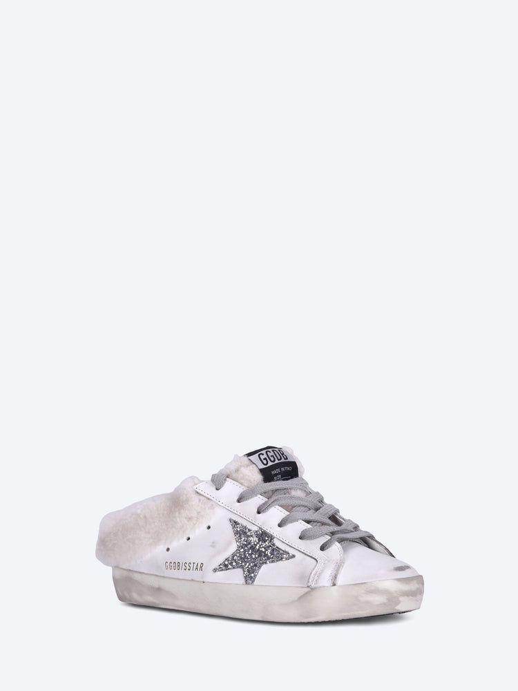 Super star sabot leather upper glitter star shearling sneakers 2