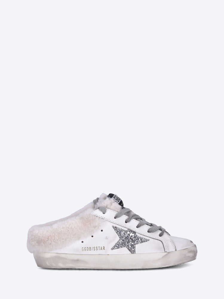 Super star sabot leather upper glitter star shearling sneakers 1
