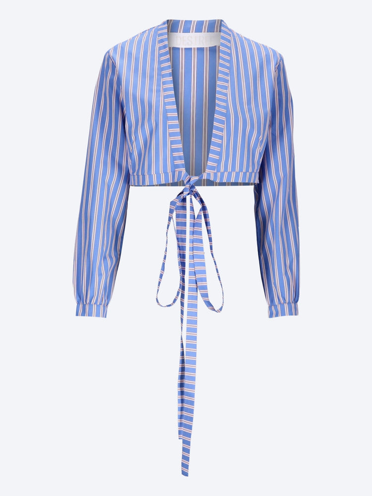 Terry stripes cropped shirt 1