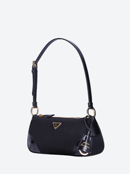 Textile brushed leather handbag