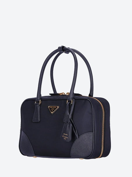 Textile saffiano leather handbag