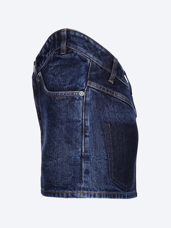 The curved denim mini skirt