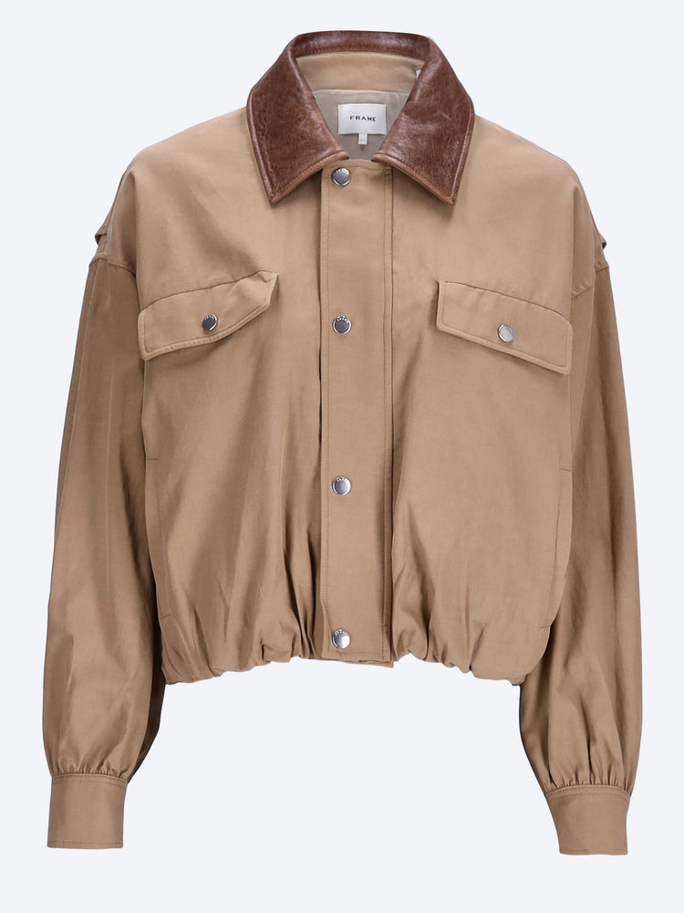 The leather collar bubble jacket 1