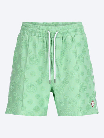 Towelling monogram shorts