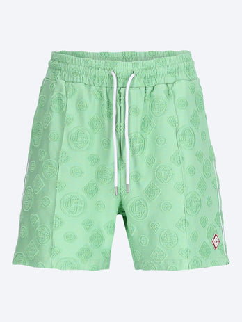 Towelling monogram shorts