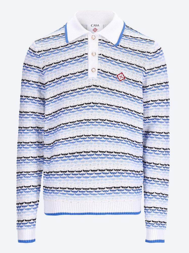 Tuck stitch long sleeve polo 1