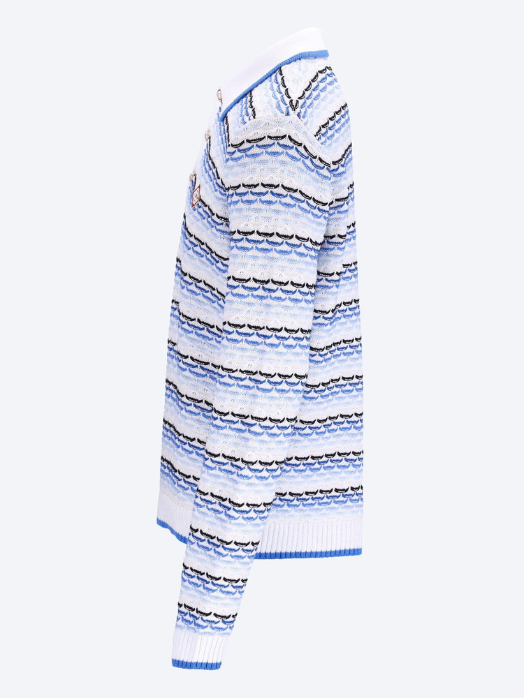 Tuck stitch long sleeve polo 2