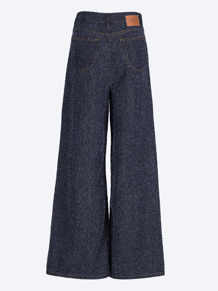 Tweed denim baggy jeans 3