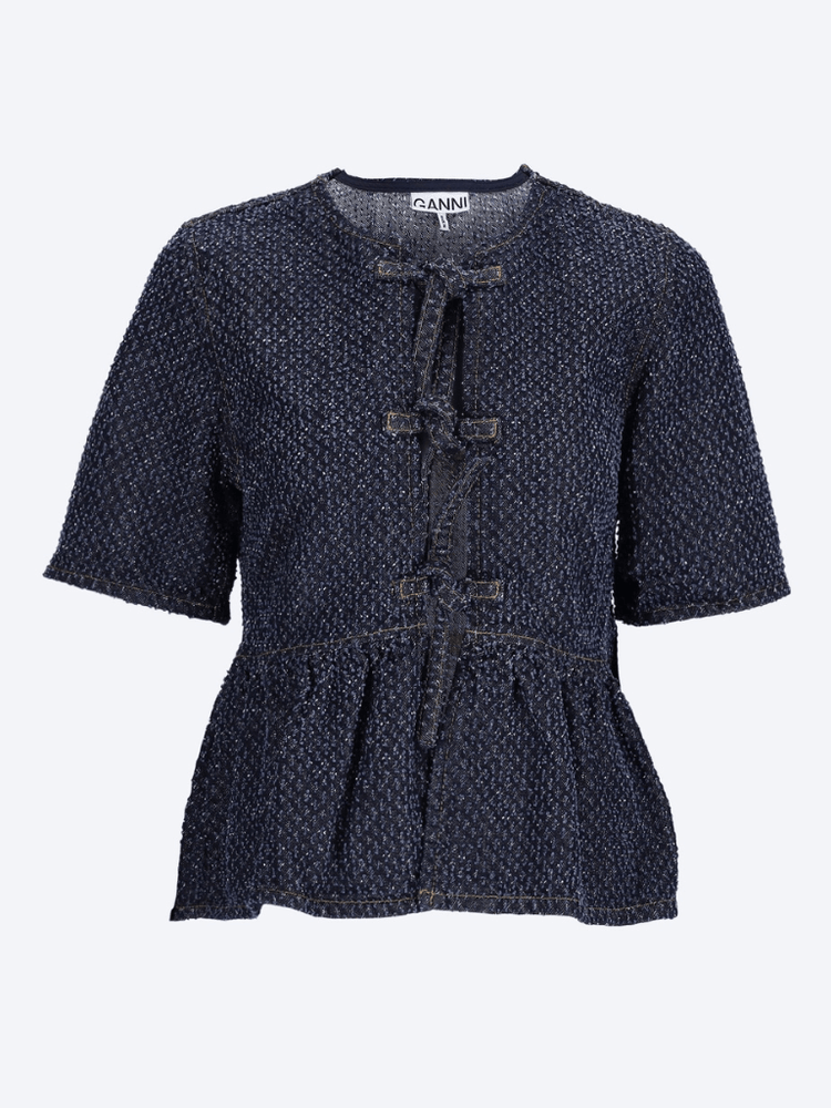 Schößchenbluse aus Tweed-Denim 1