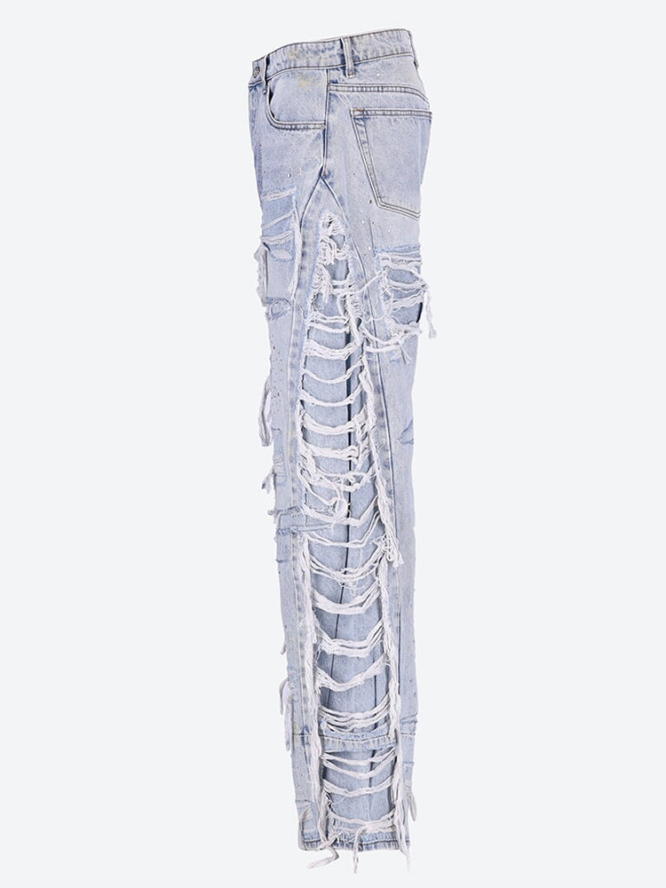 Ultra flare distressed denim jeans 2