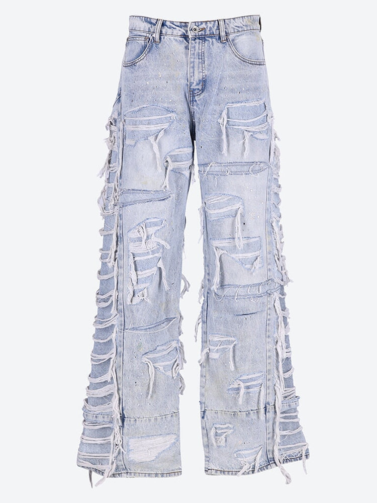 Ultra flare distressed denim jeans 1