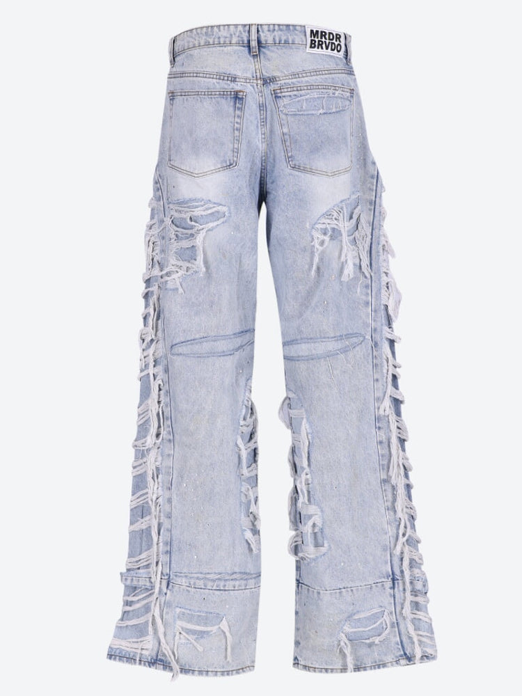 Ultra flare distressed denim jeans 3