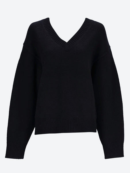 V-neck wool cashmere sweater
