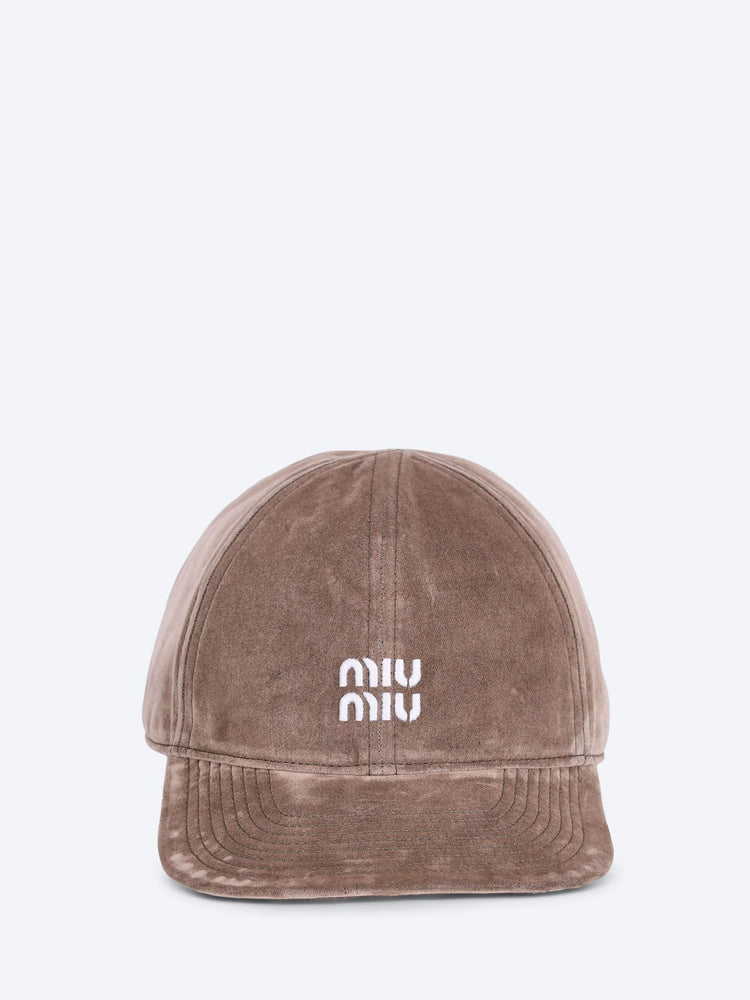 Velvet chambray miumiu logo cap 1