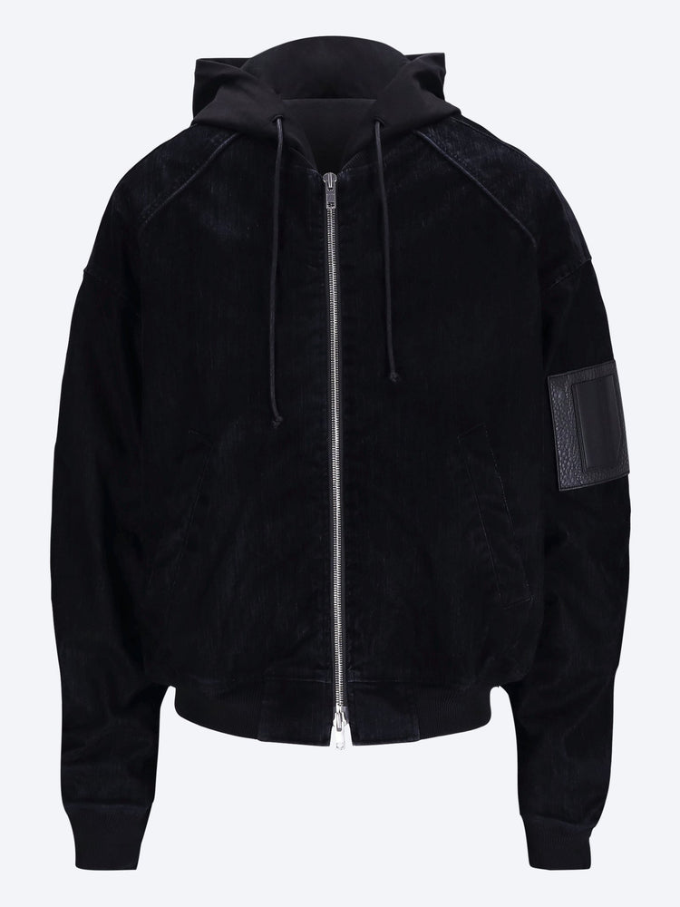 Velvet denim hood detachable ma-1 jacket 1