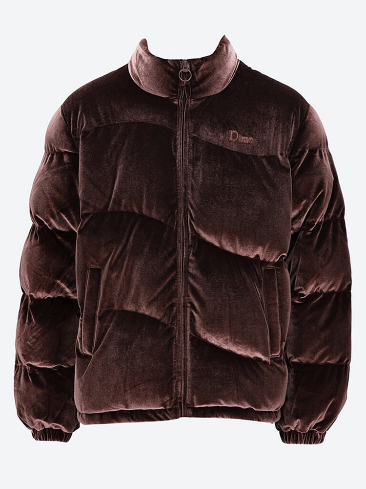 Velvet quilted puffer jacket 1
