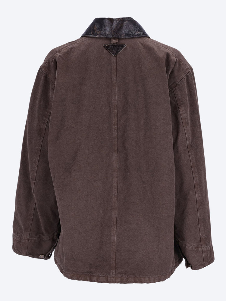 W/ leather collar outerwear jacket 3