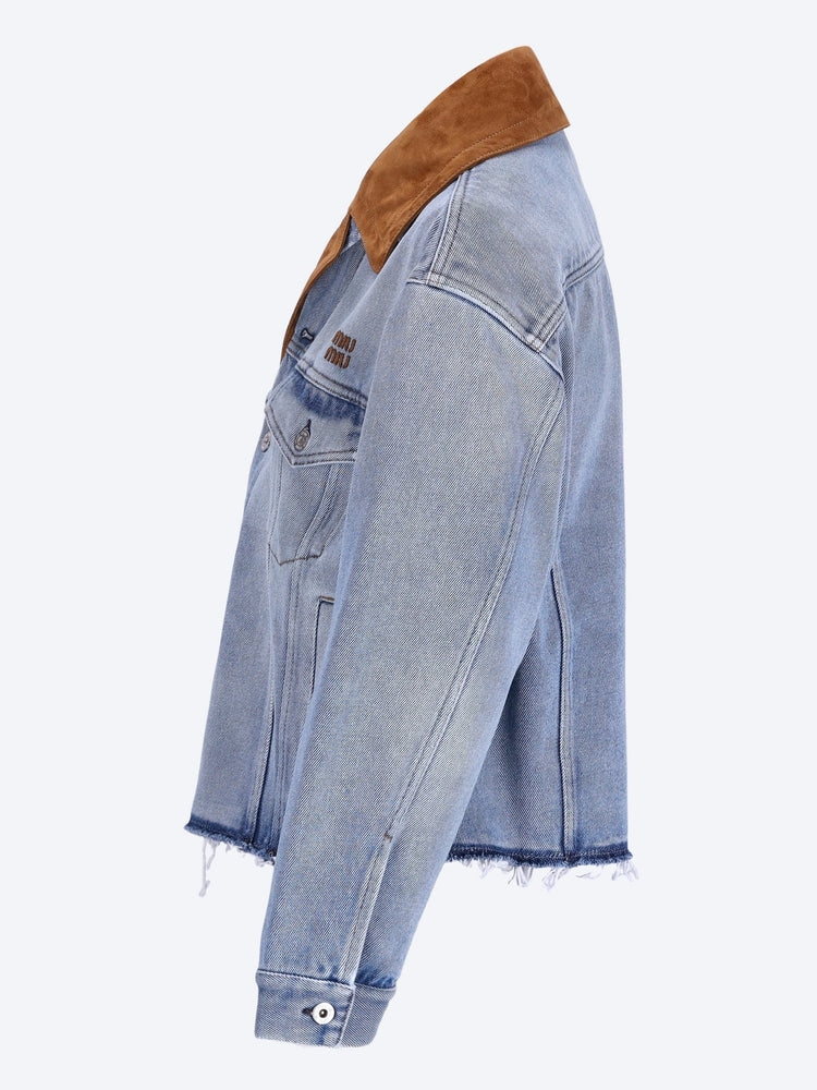 Washed denim and suede blouson jacket 2