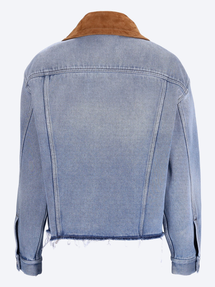 Washed denim and suede blouson jacket 3