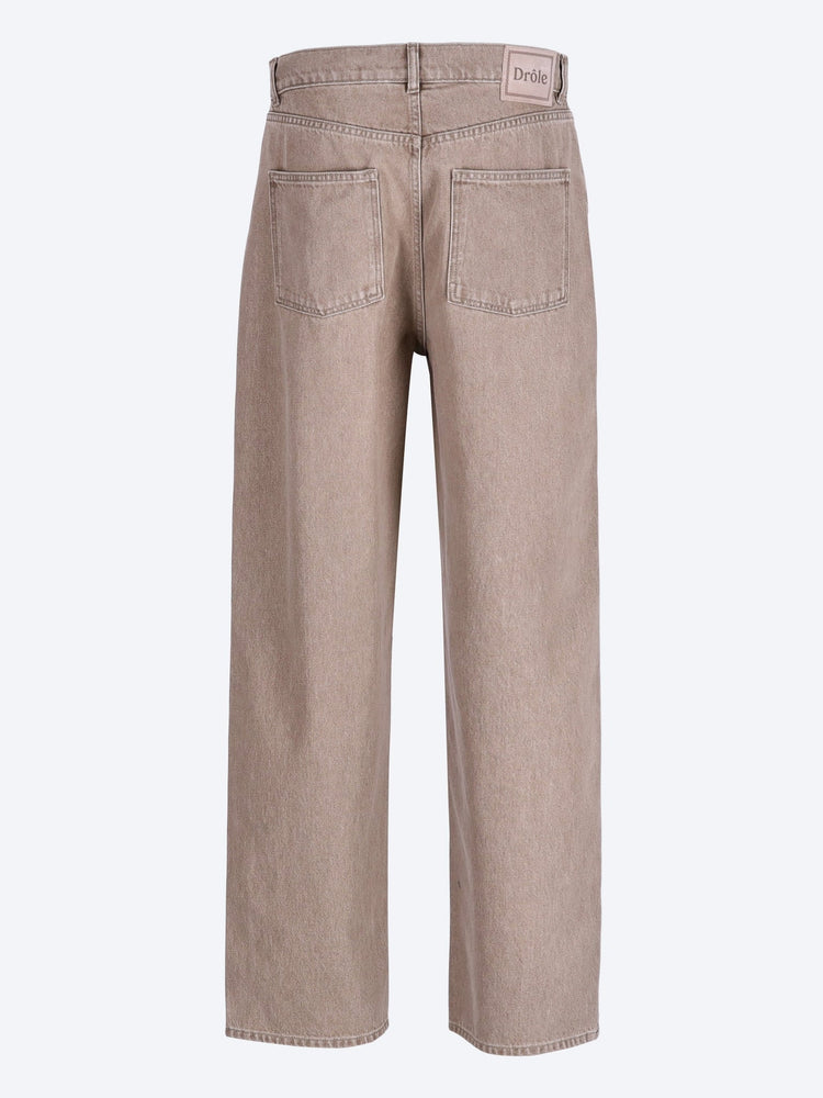 Washed khaki straight jeans 3